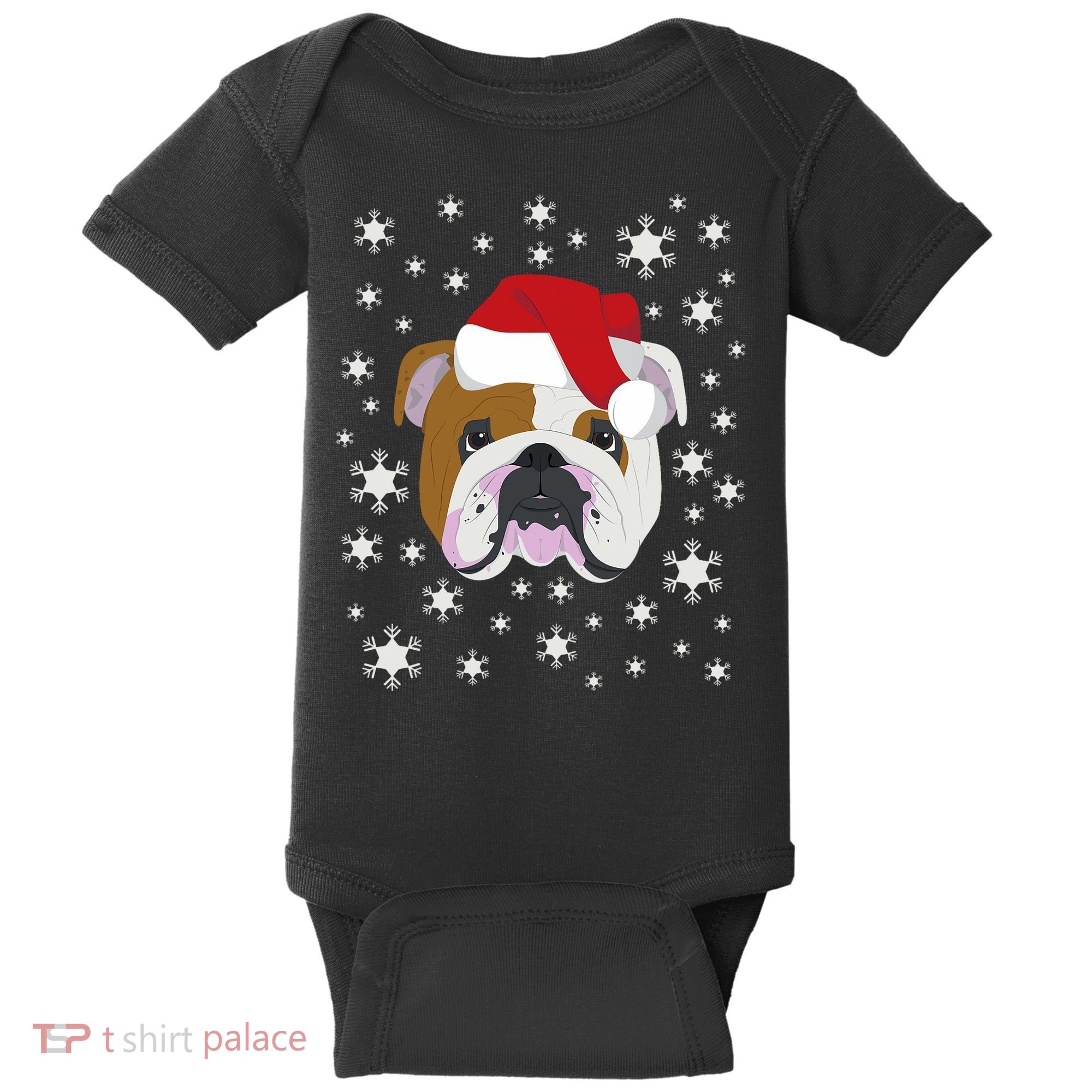 Merry Christmas English Bulldog Ugly Sweater Baby Bodysuit