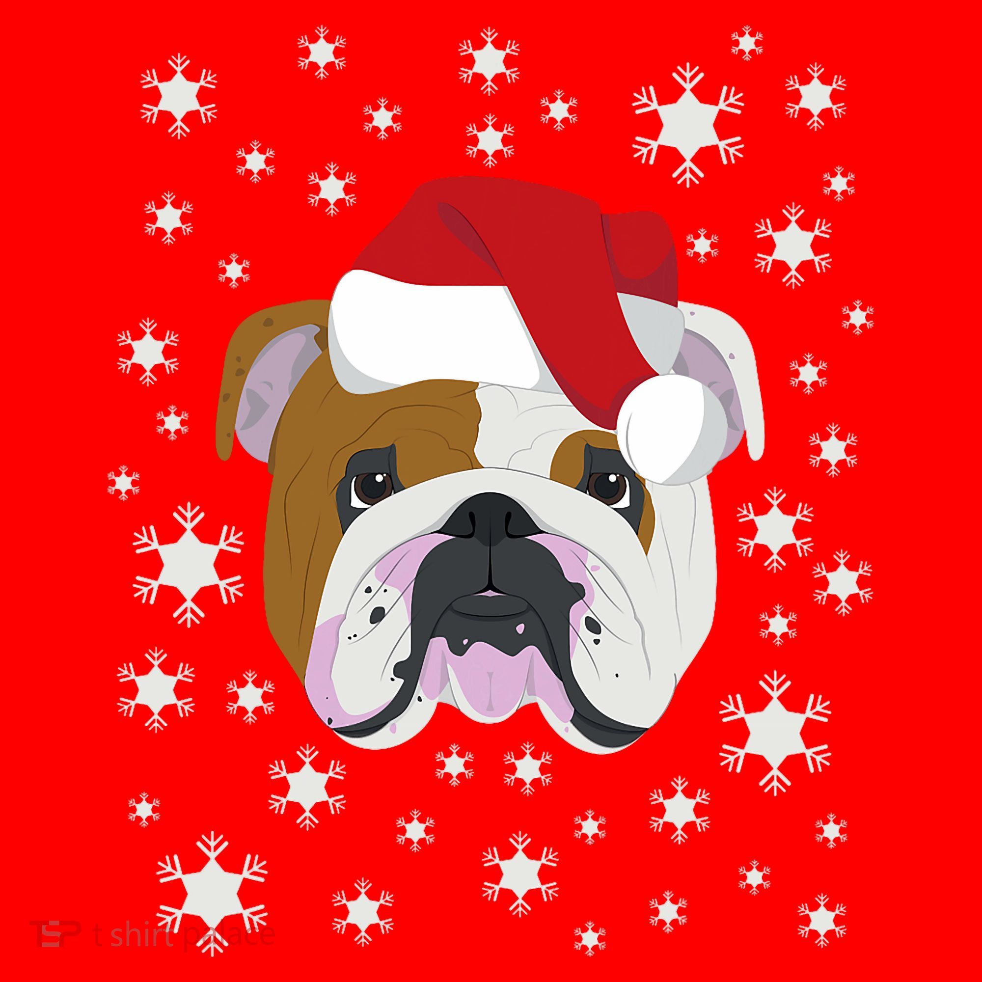 Merry Christmas English Bulldog Ugly Sweater Santa Hat