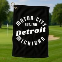 Motor City Est 1701 Detroit Michigan Golf Towel thumb 1
