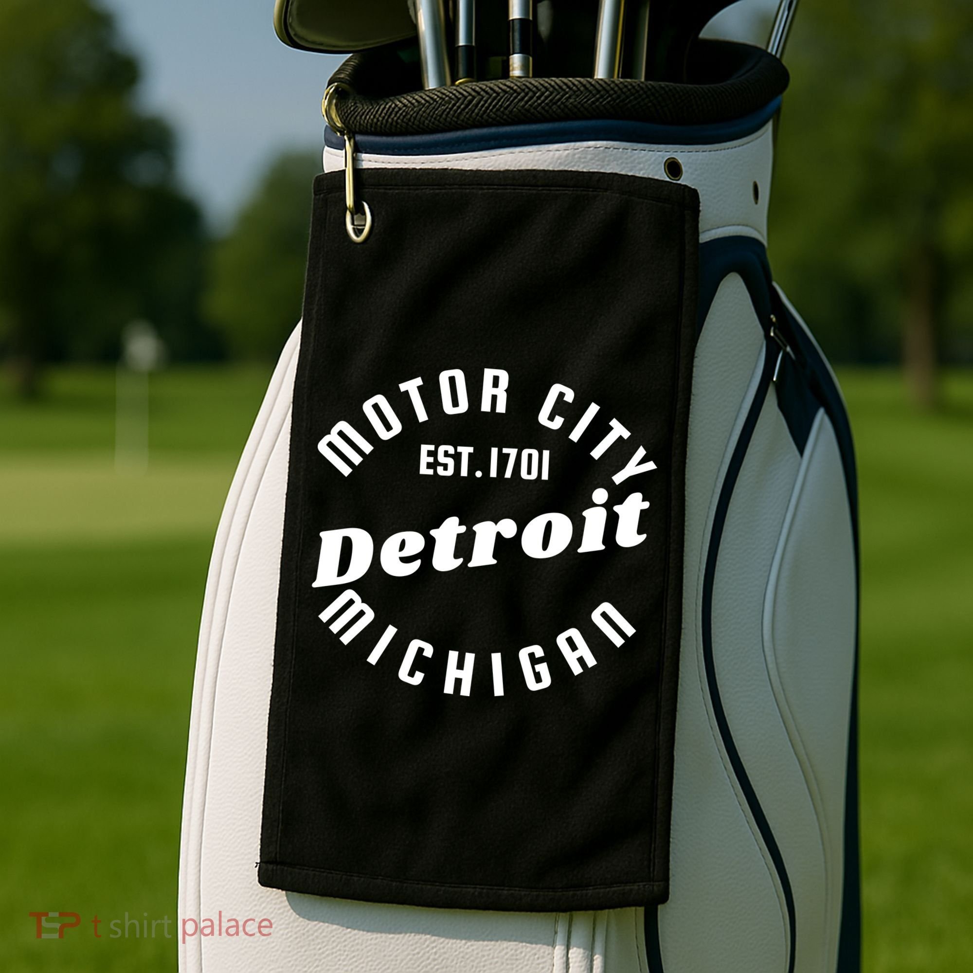 Motor City Est 1701 Detroit Michigan Golf Towel