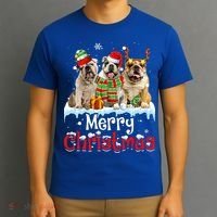 Merry Christmas English Bulldog Dog Squad Santa Dog Xmas Gift T-Shirt thumb 3