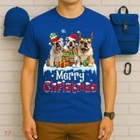 Merry Christmas English Bulldog Dog Squad Santa Dog Xmas Gift T-Shirt thumb 6