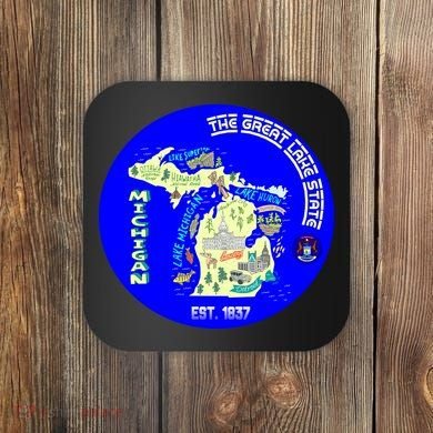 Michigan Circle Emblem The Great Lake State Coaster