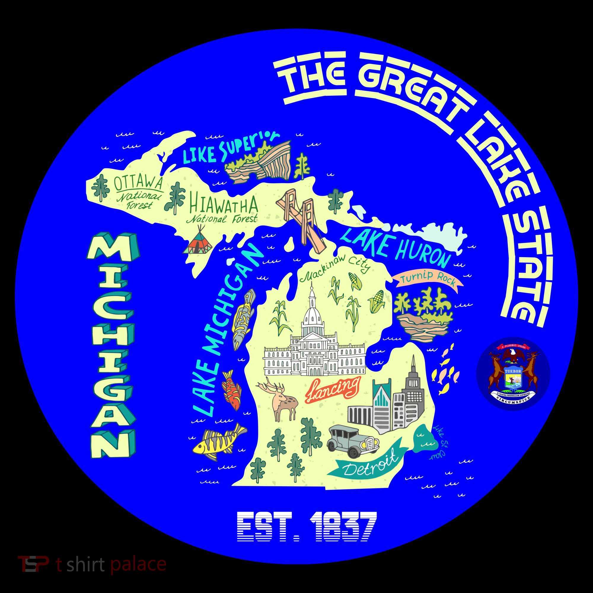 Michigan Circle Emblem The Great Lake State Coaster