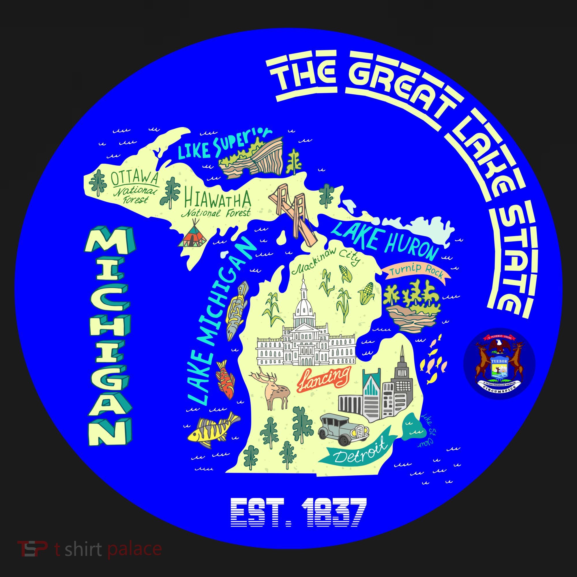 Michigan Circle Emblem The Great Lake State Tote Bag