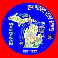 Michigan Circle Emblem The Great Lake State Santa Hat thumb 1