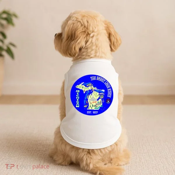 Michigan Circle Emblem The Great Lake State Doggie Tank