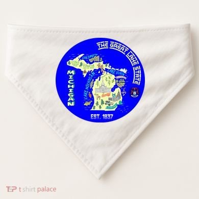 Michigan Circle Emblem The Great Lake State USA-Made Doggie Bandana