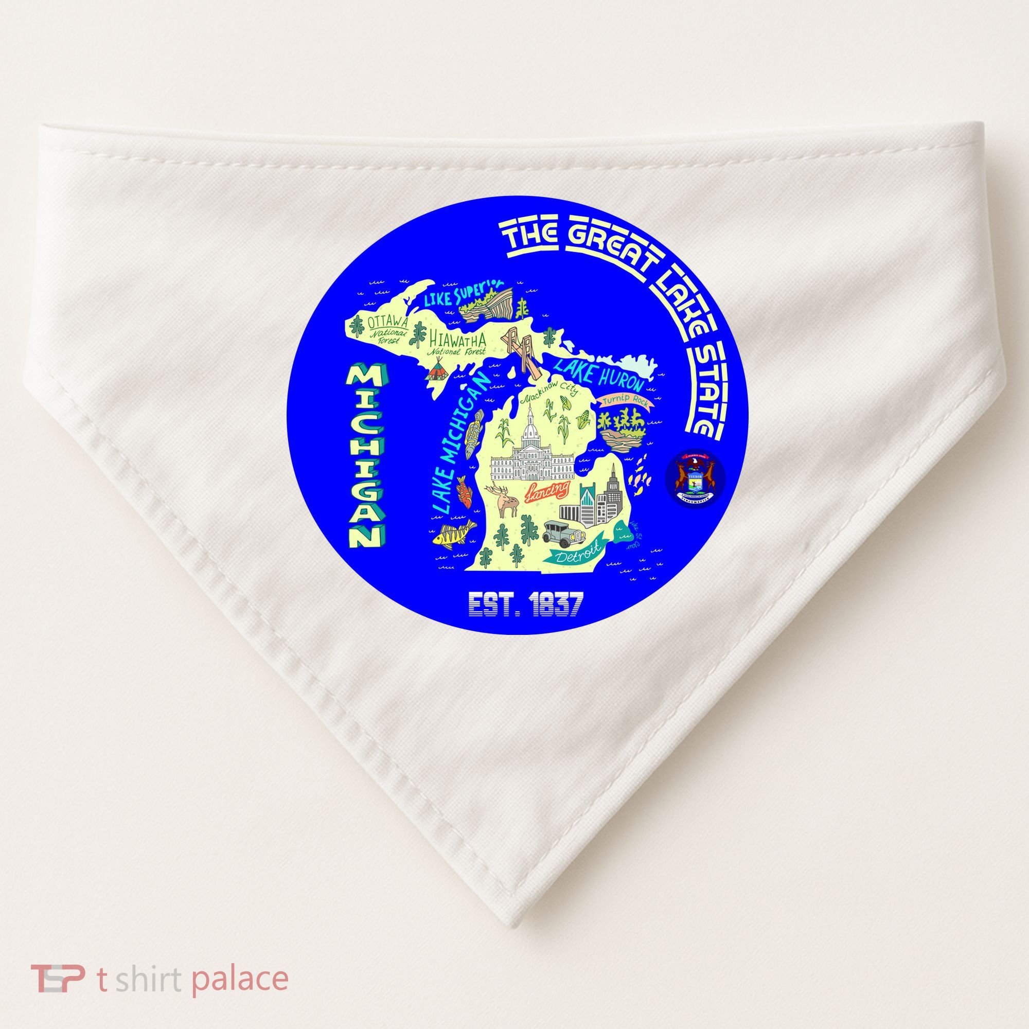 Michigan Circle Emblem The Great Lake State USA-Made Doggie Bandana