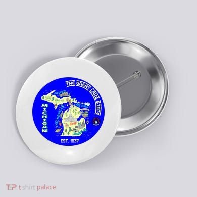 Michigan Circle Emblem The Great Lake State Button