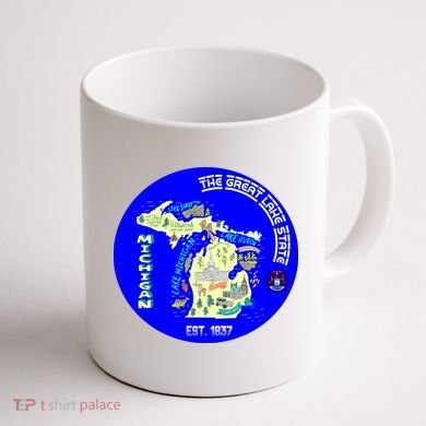 Michigan Circle Emblem The Great Lake State Coffee Mug back