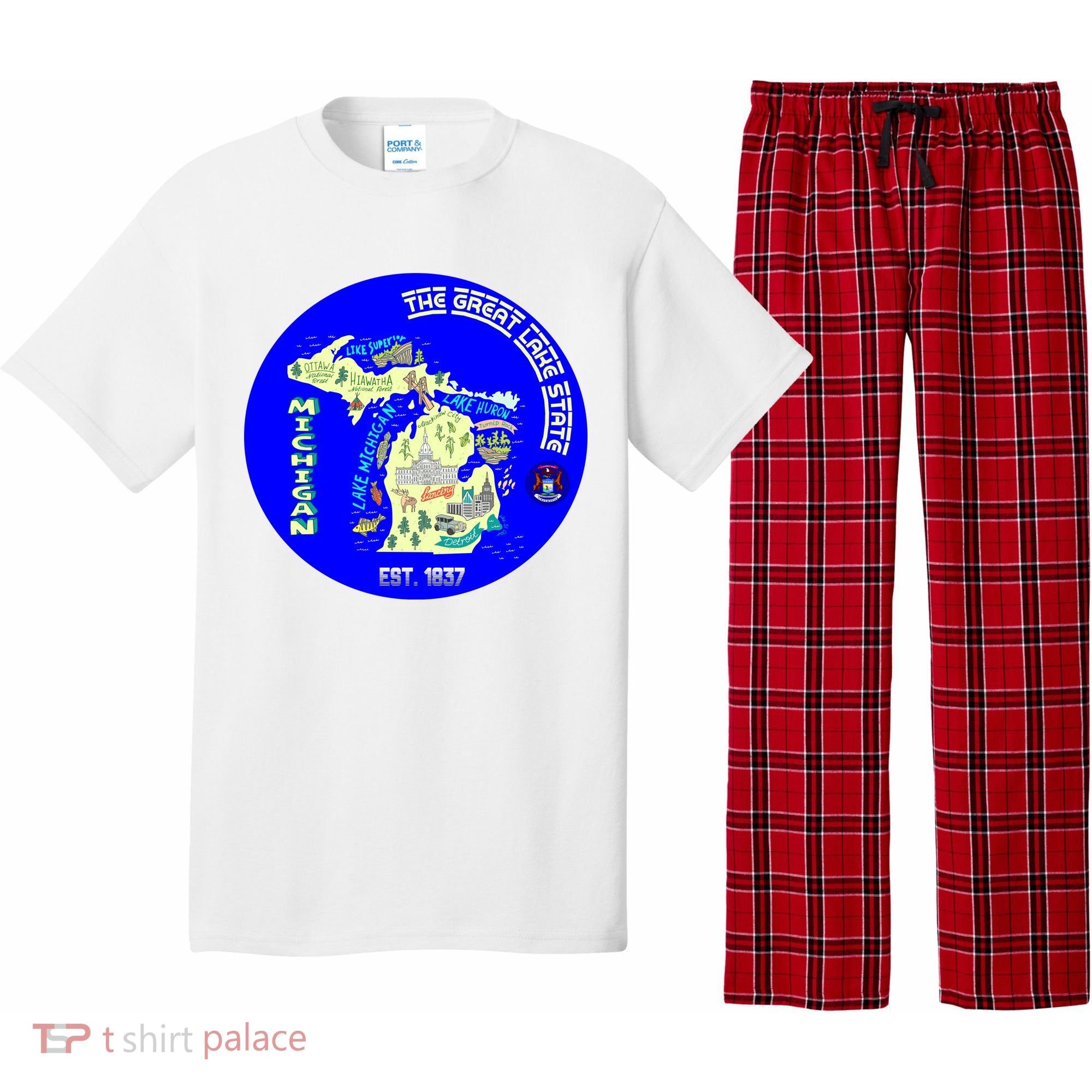 Michigan Circle Emblem The Great Lake State Pajama Set