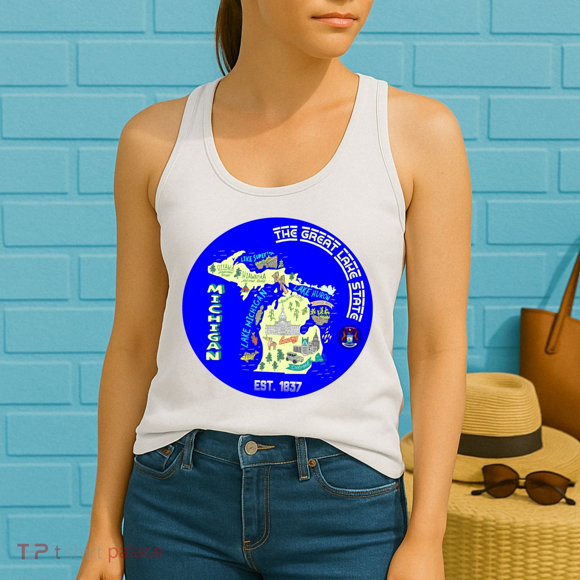 Michigan Circle Emblem The Great Lake State Women's Tank Top