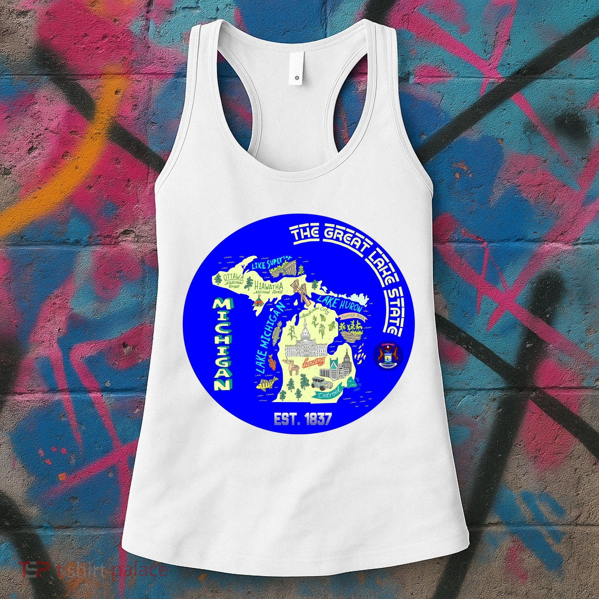 Michigan Circle Emblem The Great Lake State Women's Tank Top