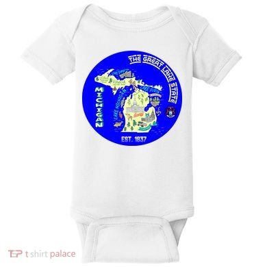 Michigan Circle Emblem The Great Lake State Baby Bodysuit