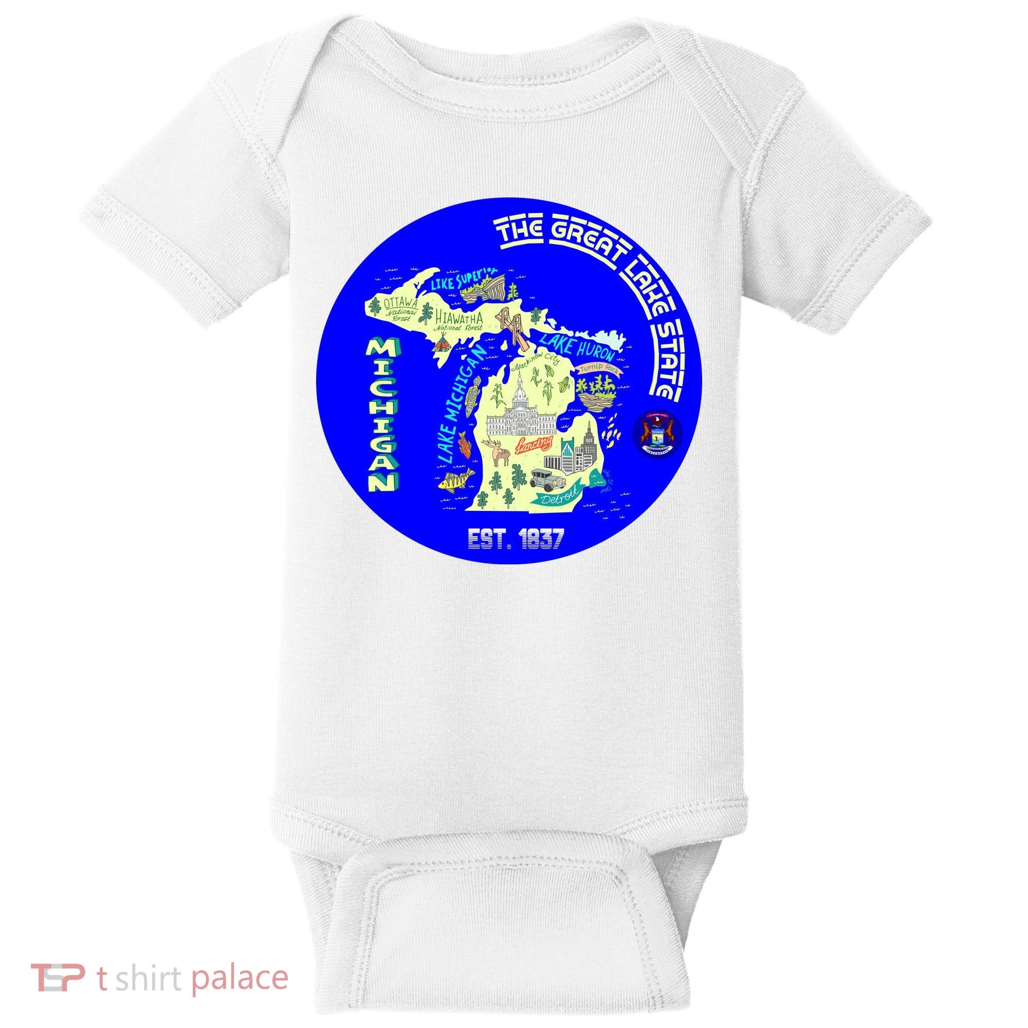 Michigan Circle Emblem The Great Lake State Baby Bodysuit