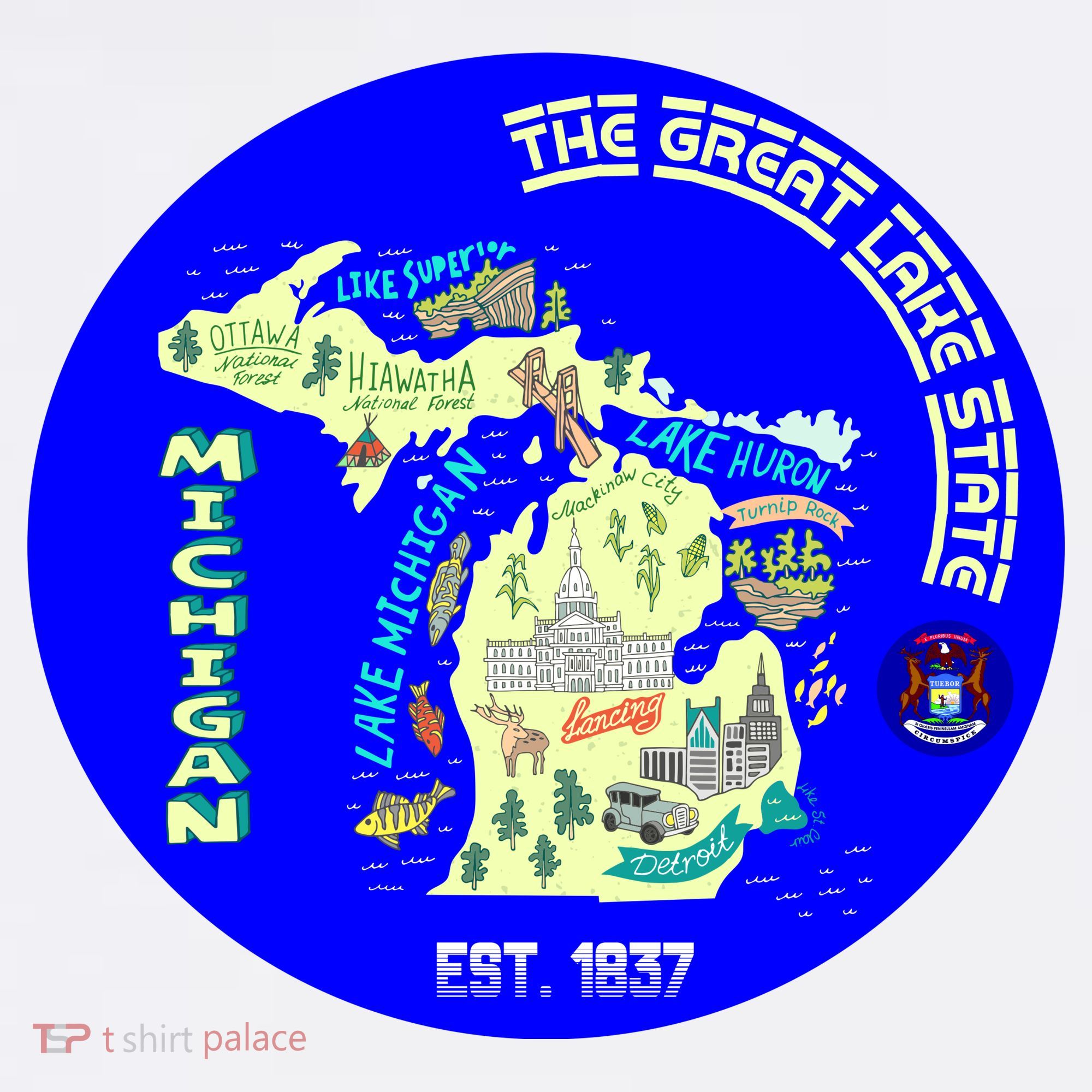 Michigan Circle Emblem The Great Lake State Hat