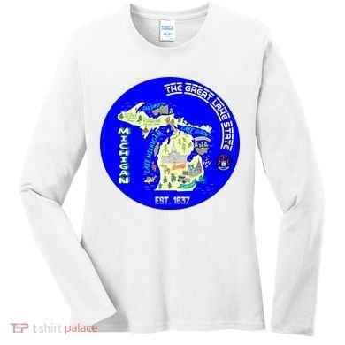Michigan Circle Emblem The Great Lake State Women's Long Sleeve Shirt