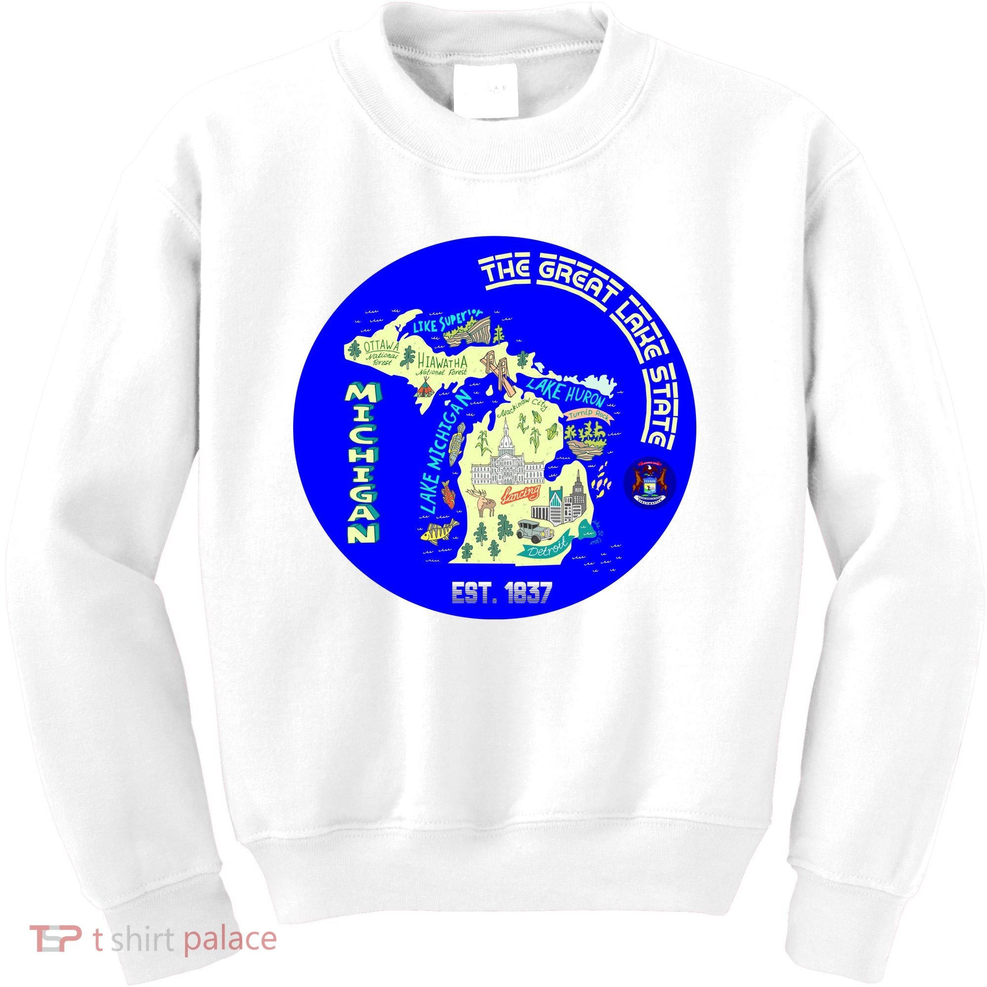 Michigan Circle Emblem The Great Lake State Kids Sweatshirt