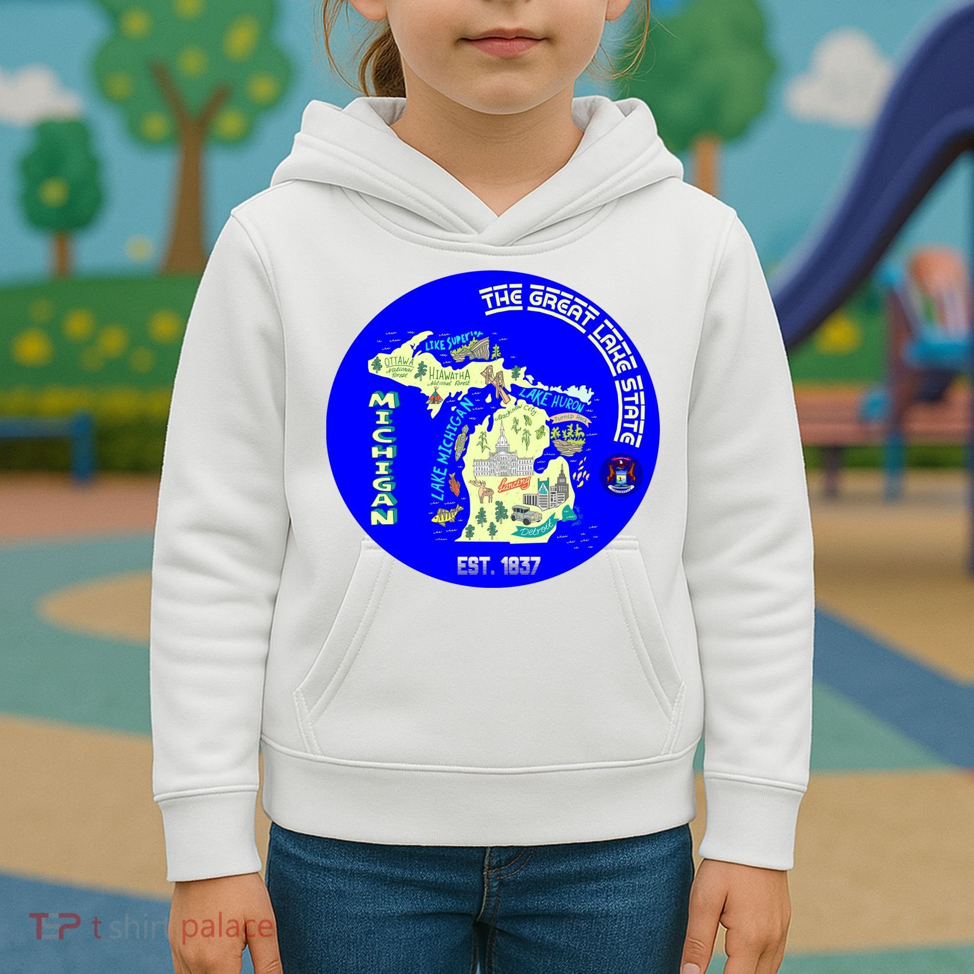 Michigan Circle Emblem The Great Lake State Kids Hoodie