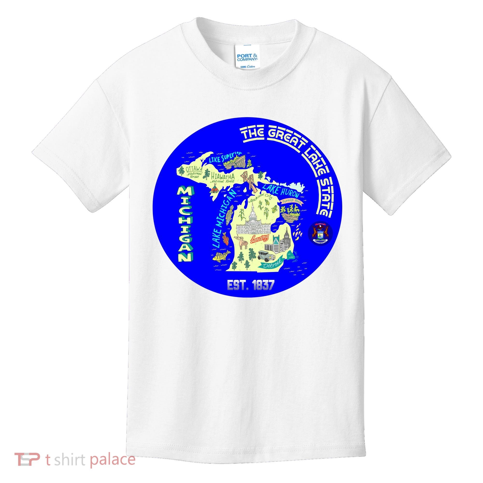 Michigan Circle Emblem The Great Lake State Kids T-Shirt