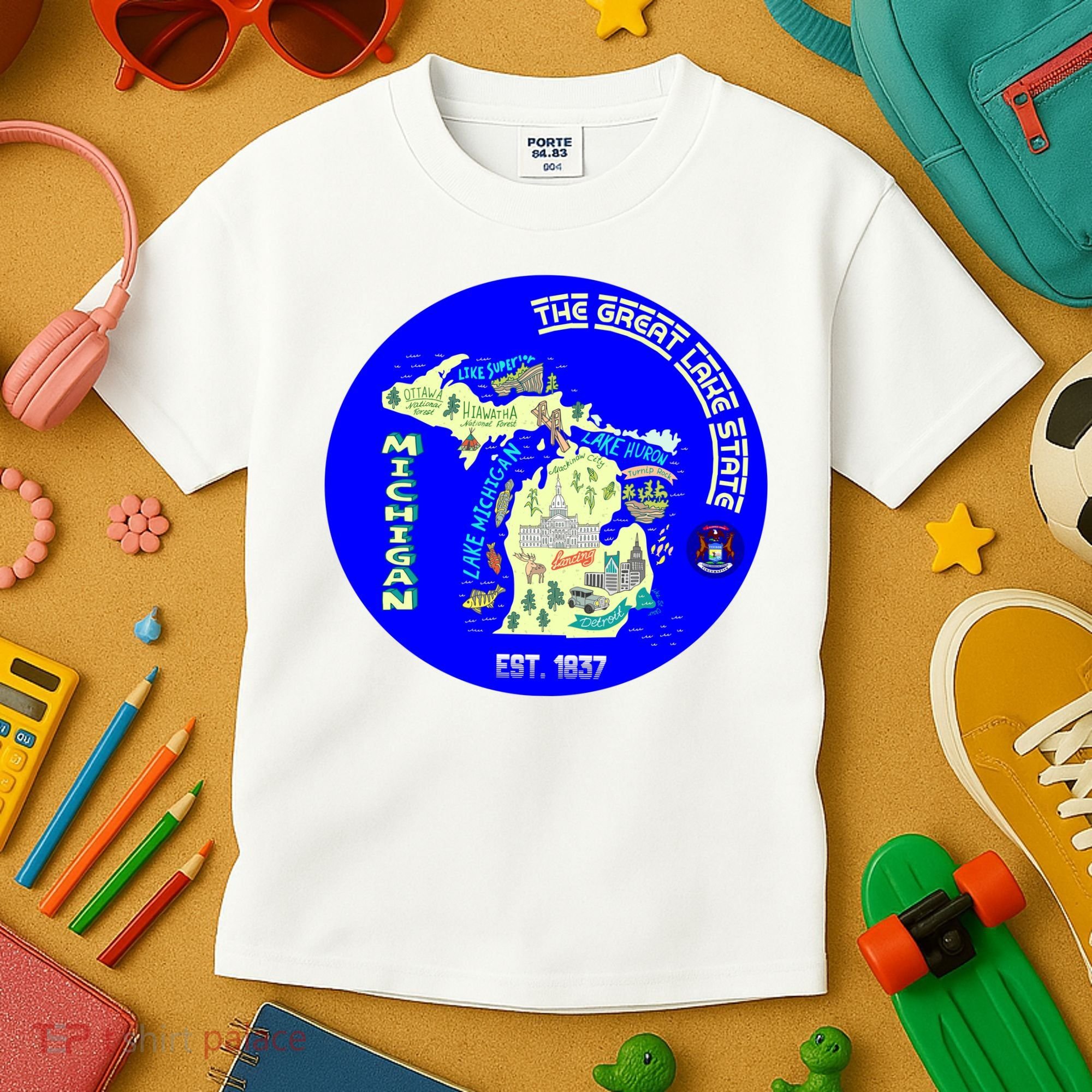Michigan Circle Emblem The Great Lake State Kids T-Shirt