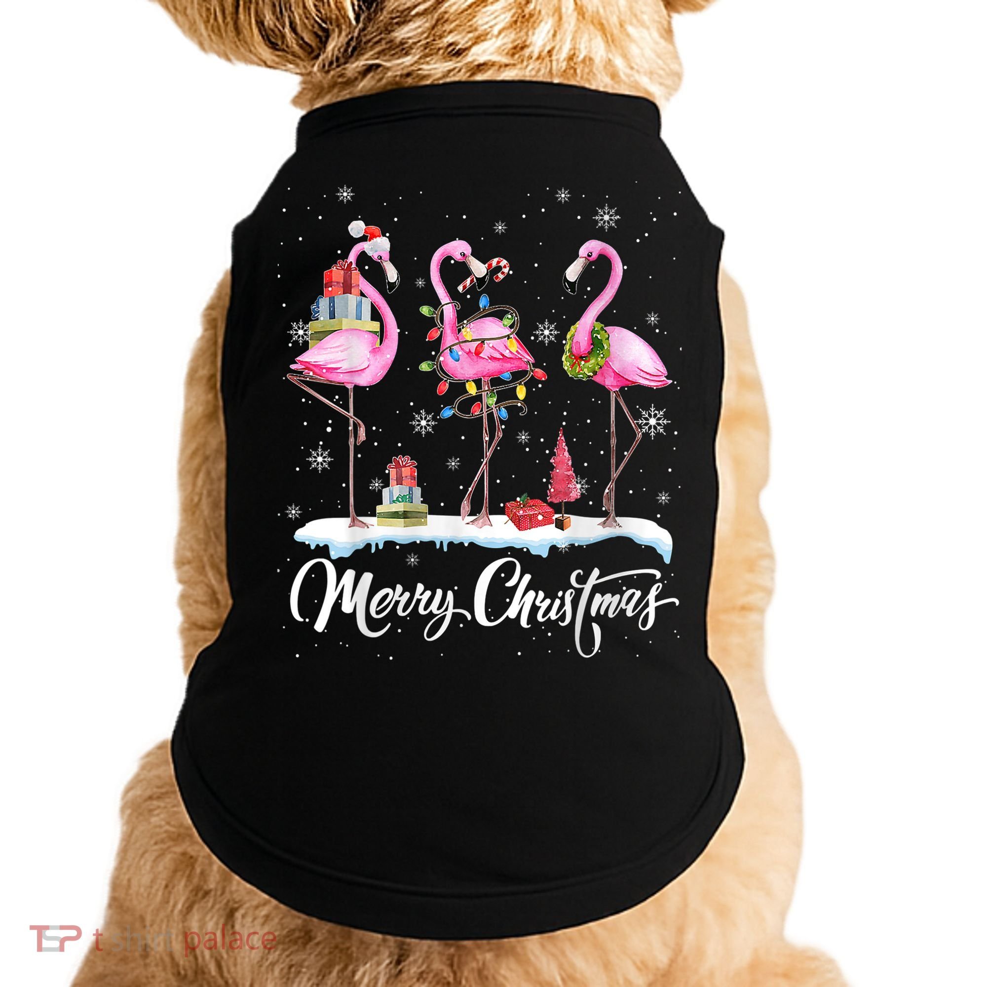Merry Christmas Flamingo Doggie Tank