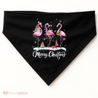 Merry Christmas Flamingo USA-Made Doggie Bandana thumb 0