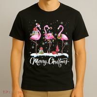 Merry Christmas Flamingo T-Shirt thumb 3
