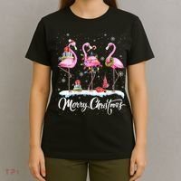 Merry Christmas Flamingo T-Shirt thumb 4