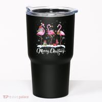 Merry Christmas Flamingo Tumbler thumb 0