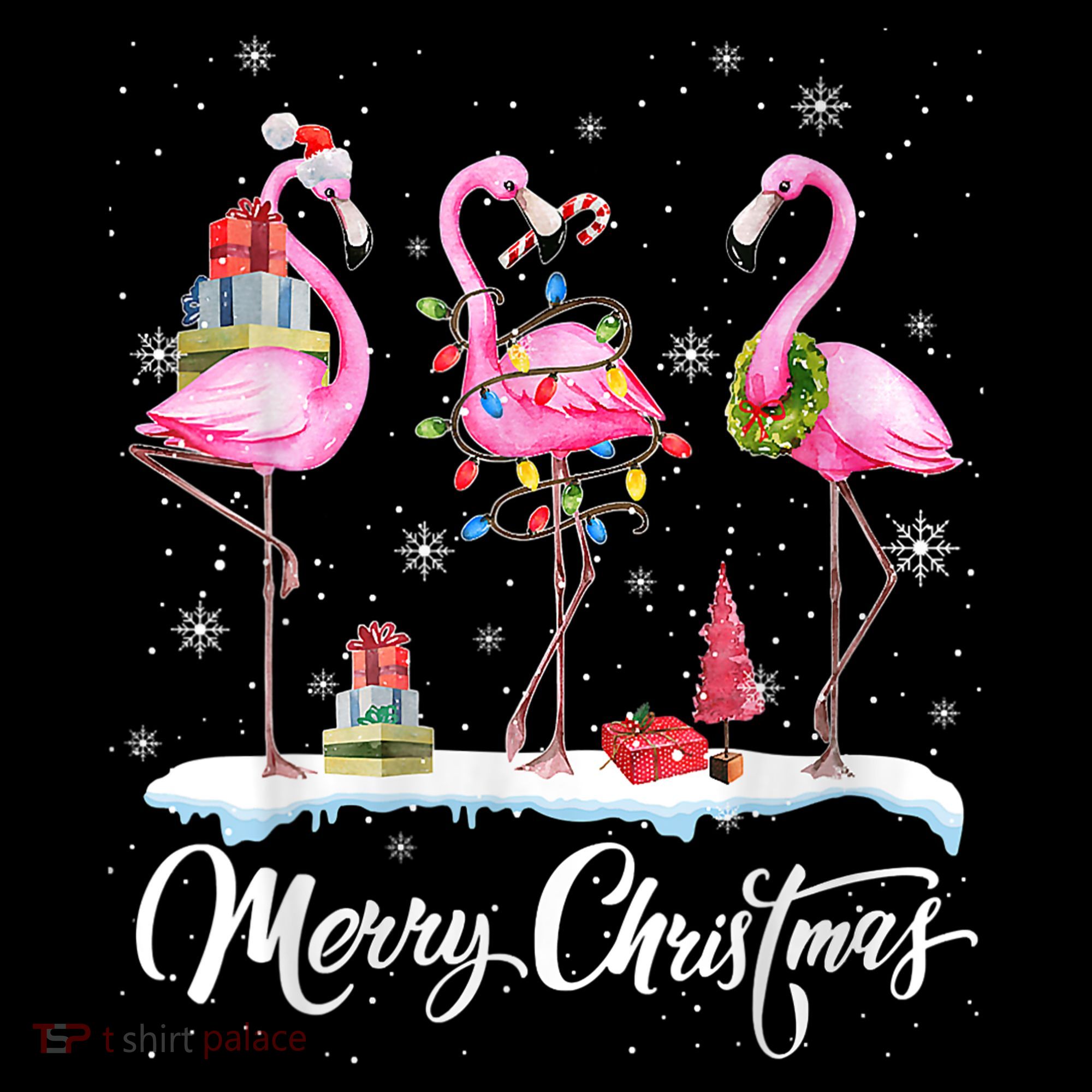 Merry Christmas Flamingo Ornament