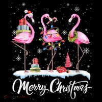 Merry Christmas Flamingo Performance Fleece Hoodie thumb 2