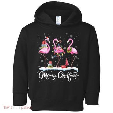 Merry Christmas Flamingo Toddler Hoodie