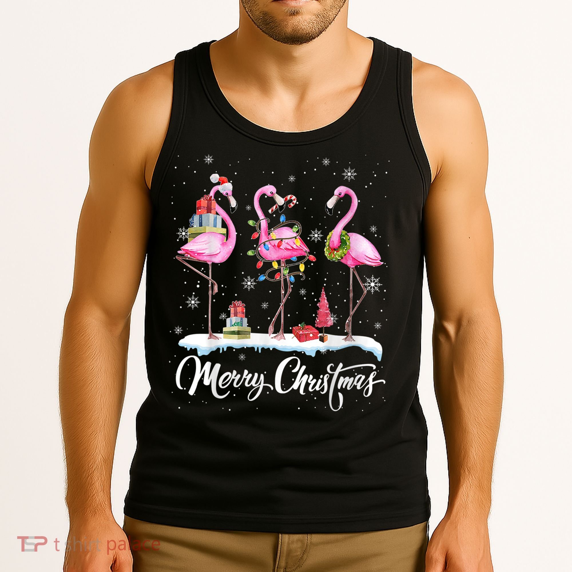 Merry Christmas Flamingo Tank Top