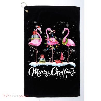 Merry Christmas Flamingo Golf Towel