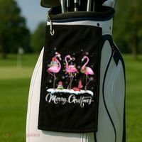 Merry Christmas Flamingo Golf Towel thumb 2