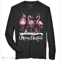 Merry Christmas Flamingo Zone Performance Long-Sleeve T-Shirt thumb 0