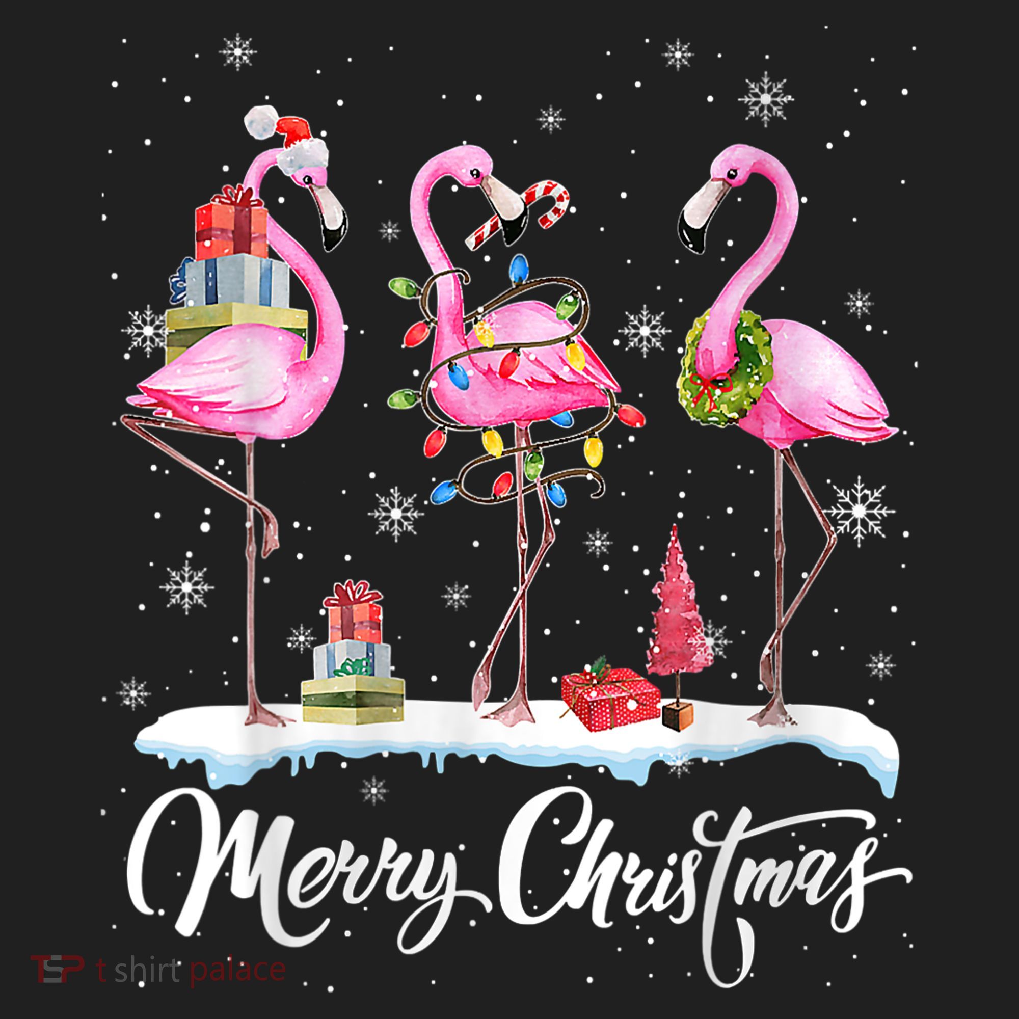 Merry Christmas Flamingo Zone Performance Long-Sleeve T-Shirt