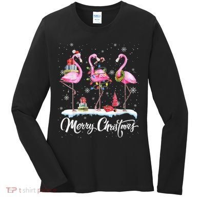 Merry Christmas Flamingo Women's Long Sleeve Shirt