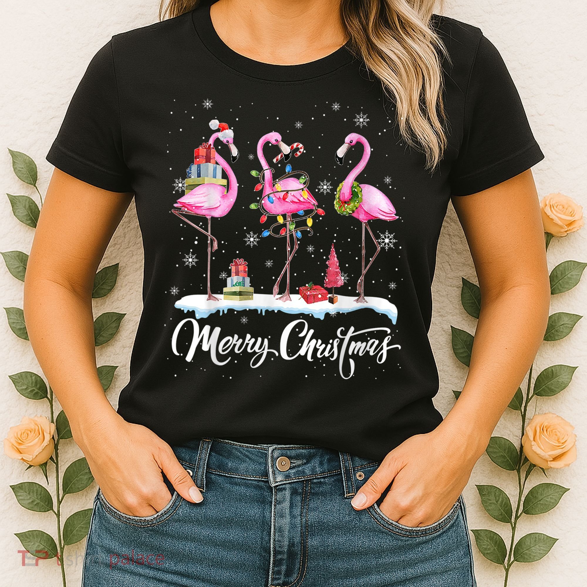 Merry Christmas Flamingo Women's T-Shirt
