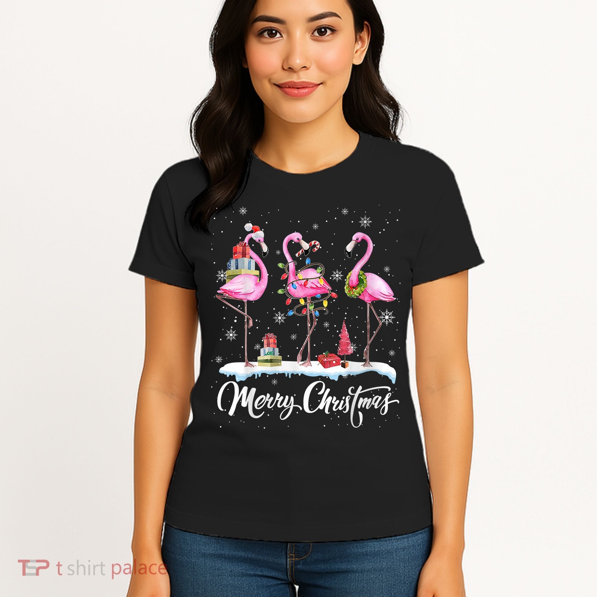 Merry Christmas Flamingo Women's T-Shirt