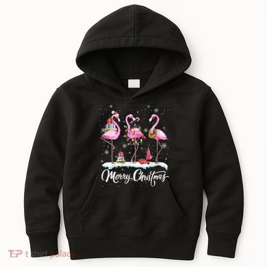 Merry Christmas Flamingo Kids Hoodie