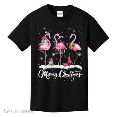 Merry Christmas Flamingo Kids T-Shirt
