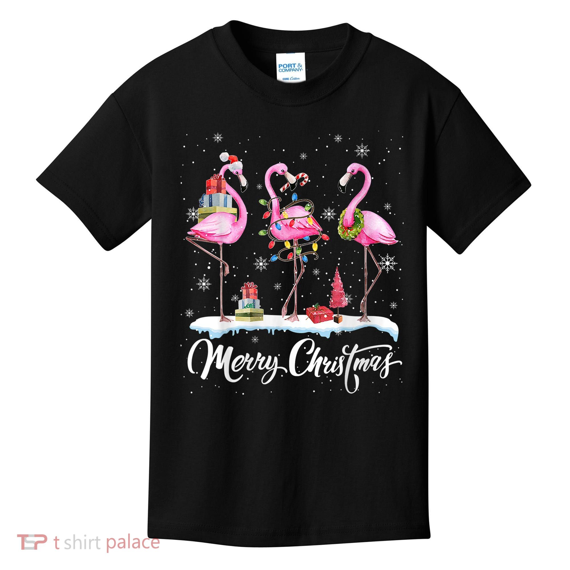 Merry Christmas Flamingo Kids T-Shirt