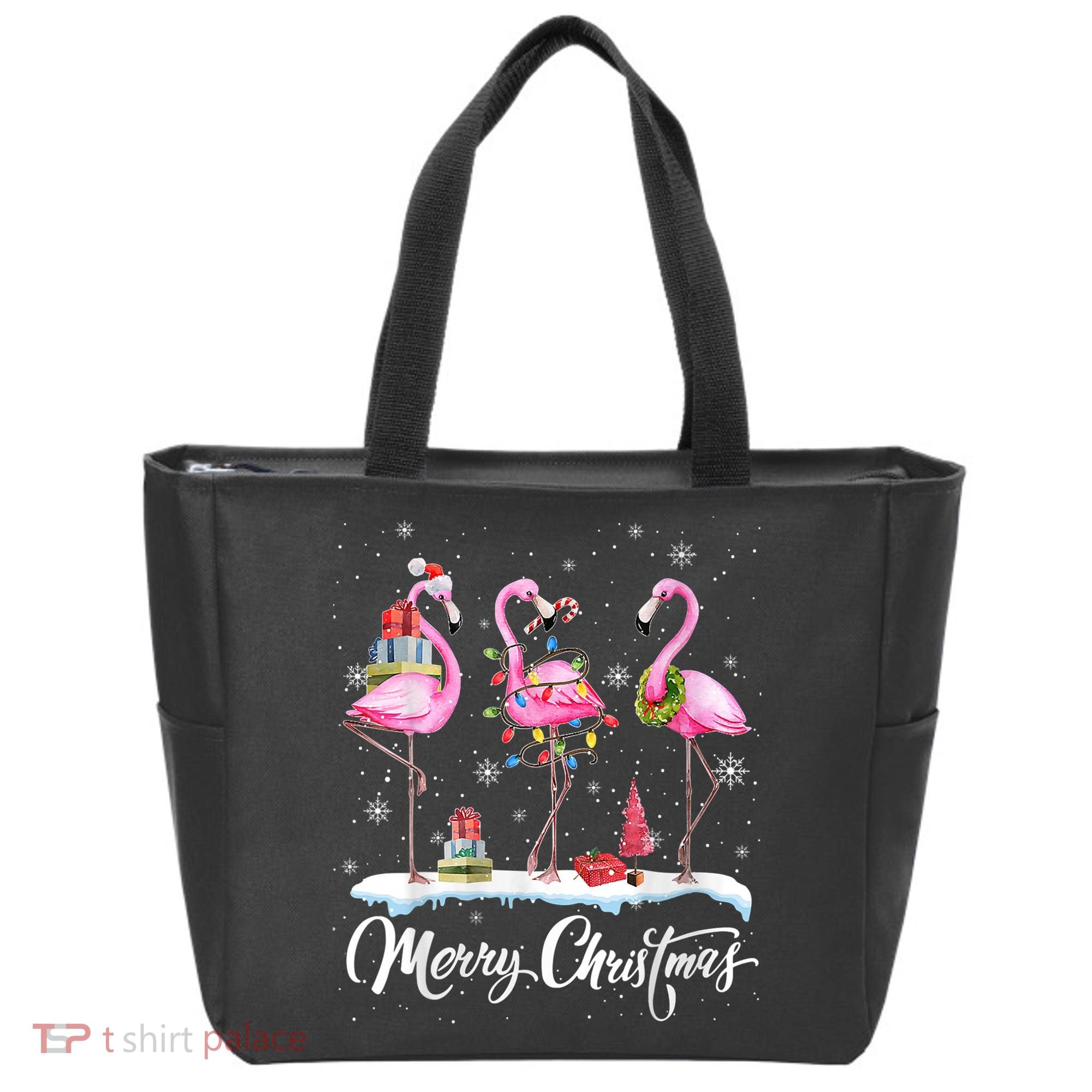 Merry Christmas Flamingo Tote Bag