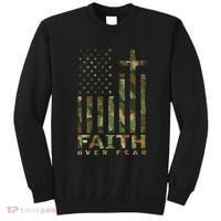 Military Camo Faith Over Fear Inspirational Christian Sweatshirt thumb 0