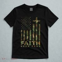 Military Camo Faith Over Fear Inspirational Christian T-Shirt thumb 5