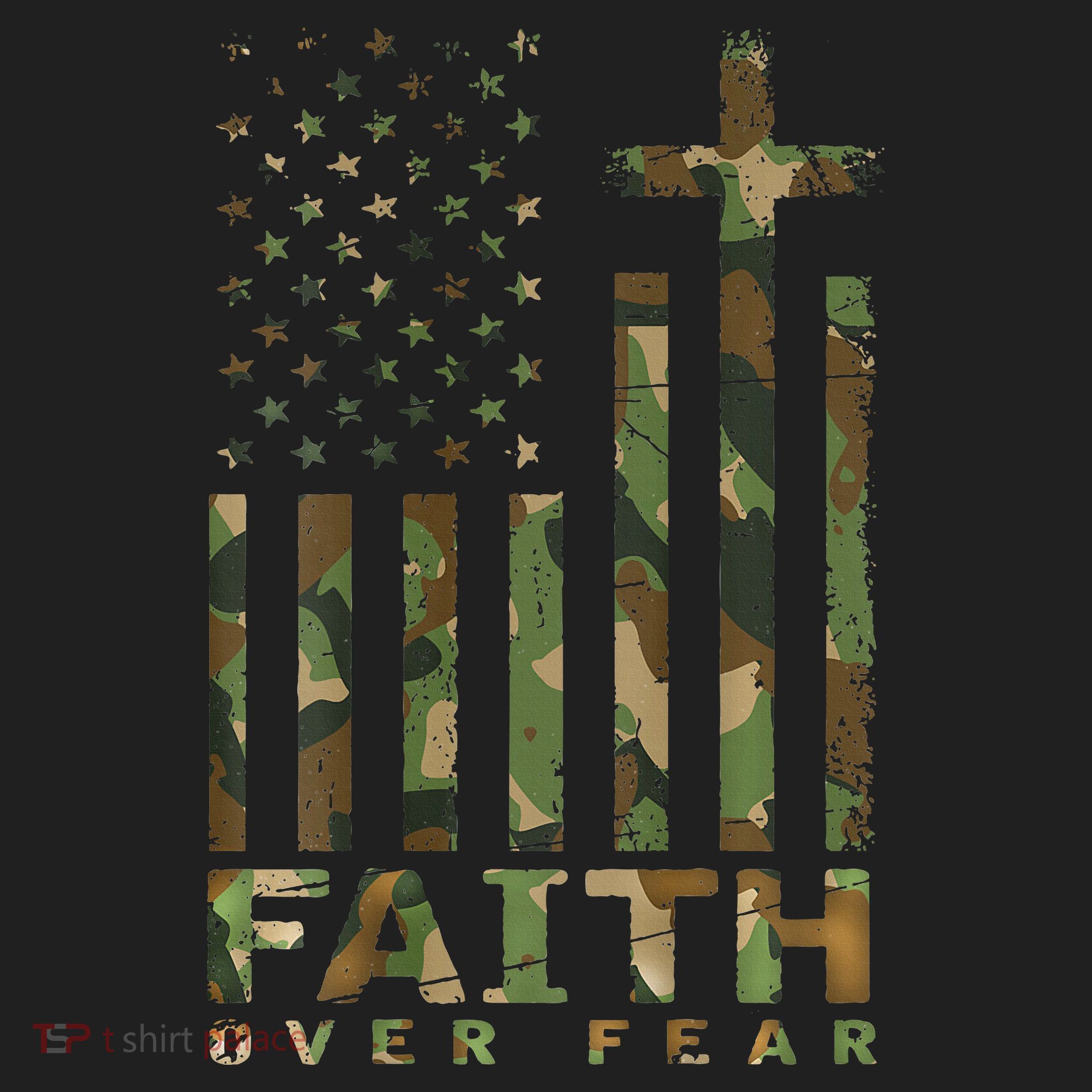 Military Camo Faith Over Fear Inspirational Christian Beanie