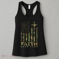 Military Camo Faith Over Fear Inspirational Christian Women's Tank Top thumb 3